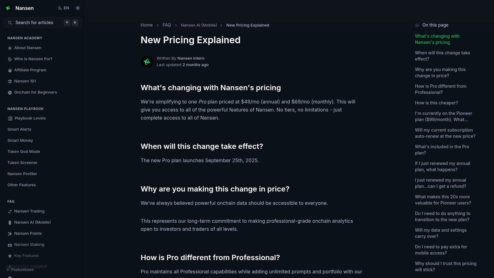 Nansen pricing plans for crypto alerts