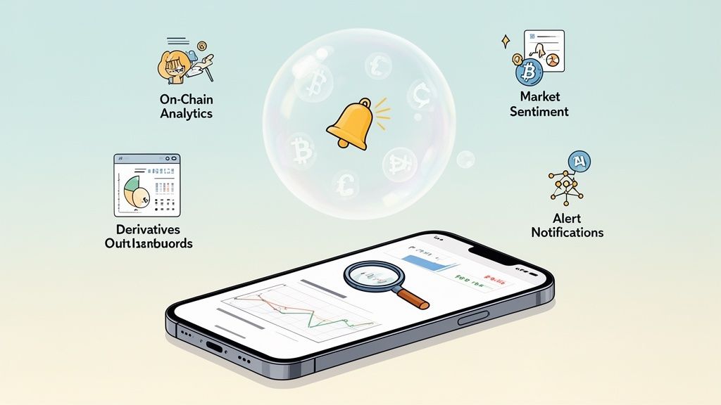 Principales herramientas de la aplicación Crypto Bubble para comerciantes