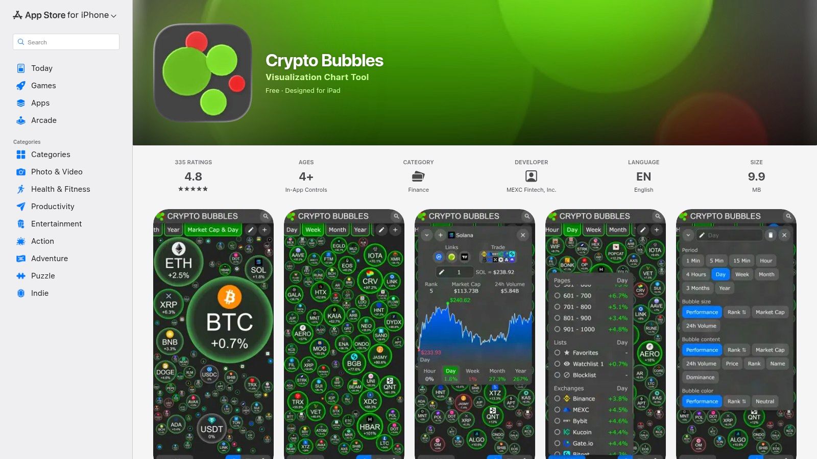 Crypto Bubbles (iOS App Store)