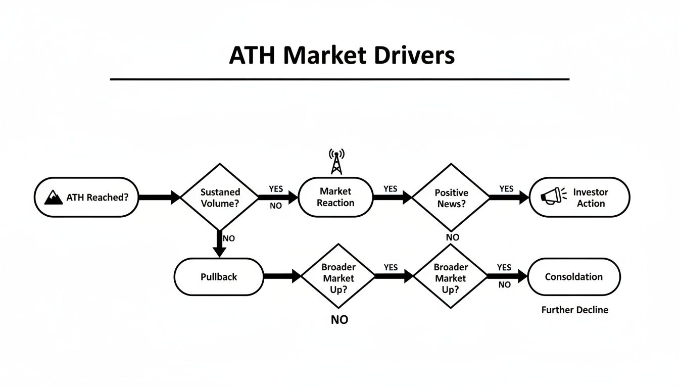 Flowchart detailing market dynamics and investor actions after an All-Time High (ATH) is reached.