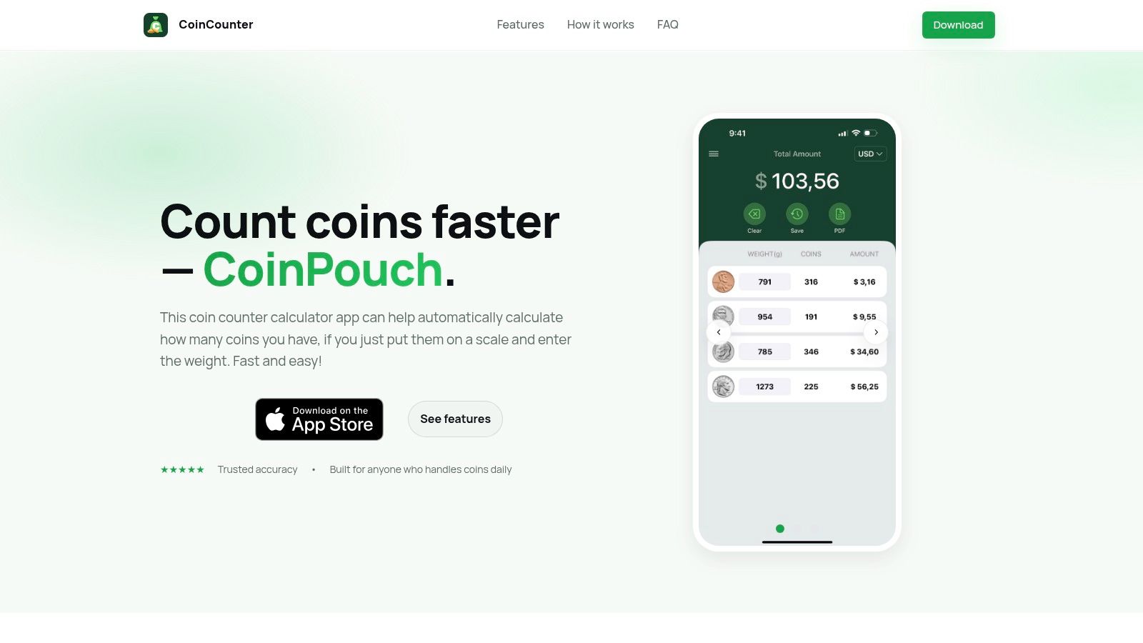 CoinCounter — Count Coins by Weight (iOS)