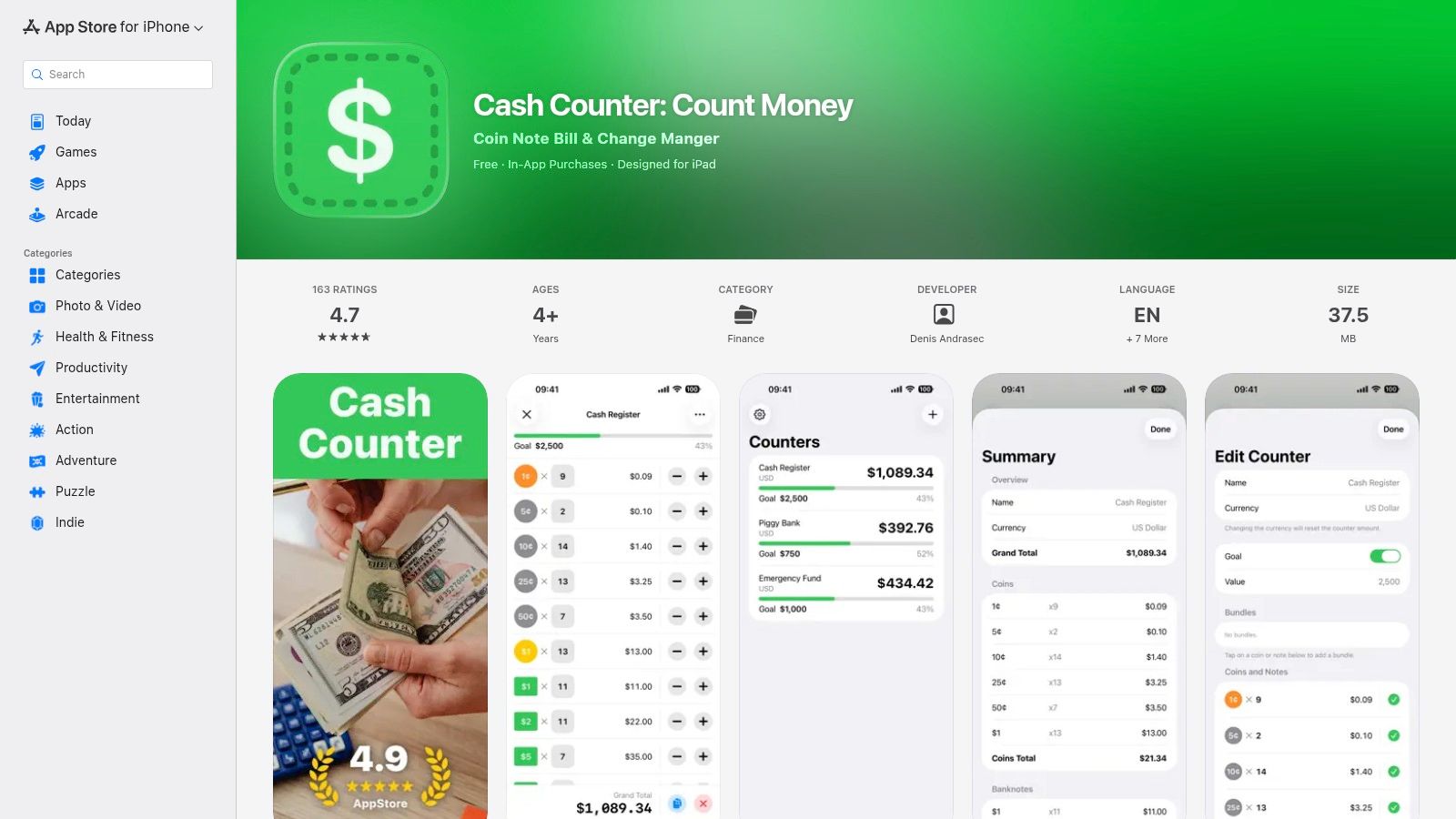 Cash Counter: Count Money (iOS)