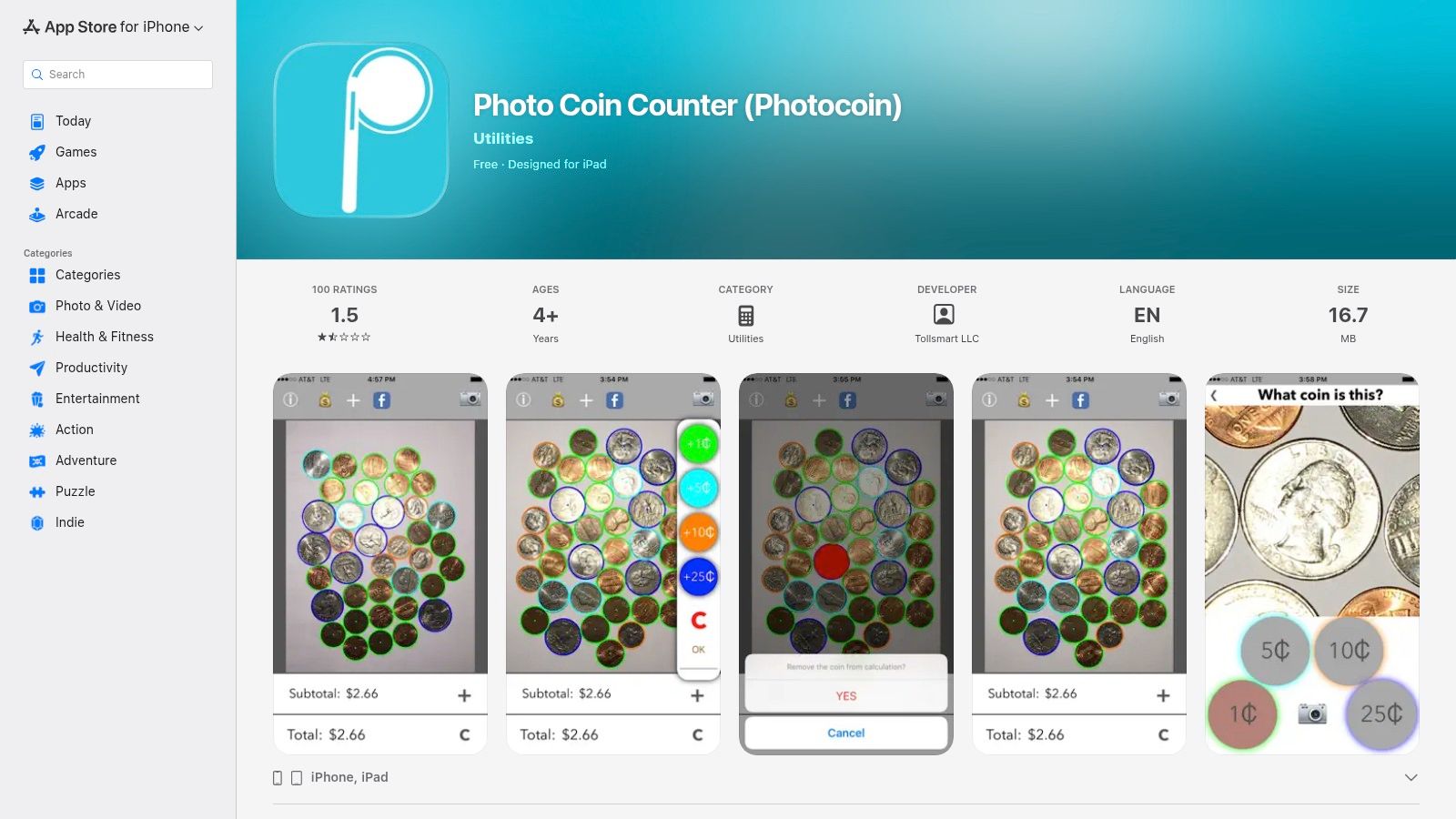 Photo Coin Counter (Photocoin) (iOS)