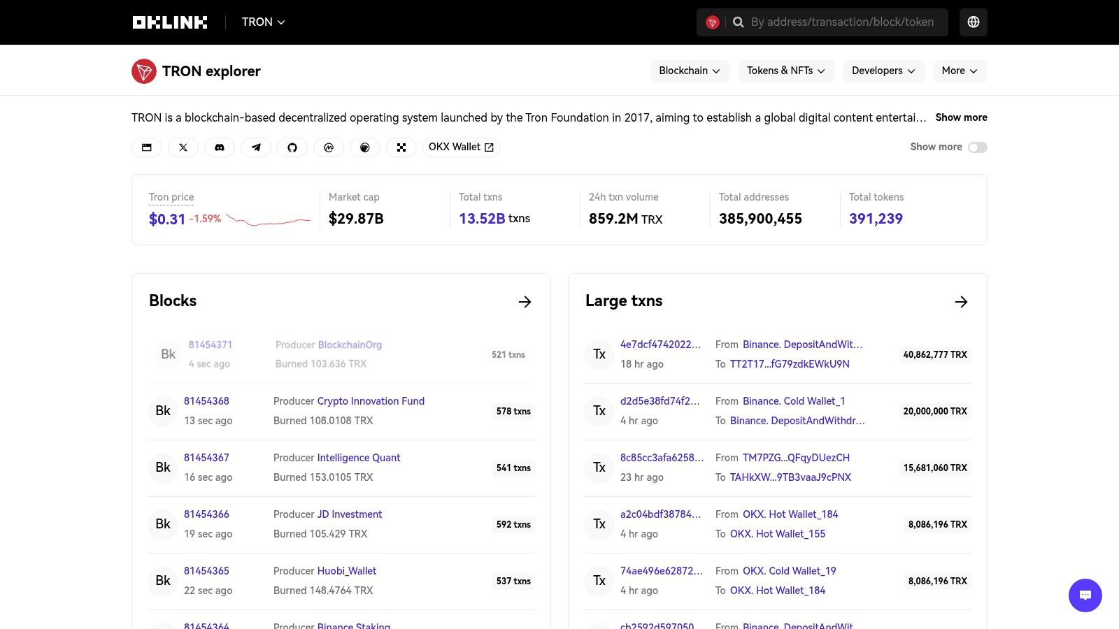 OKLink – TRON Explorer
