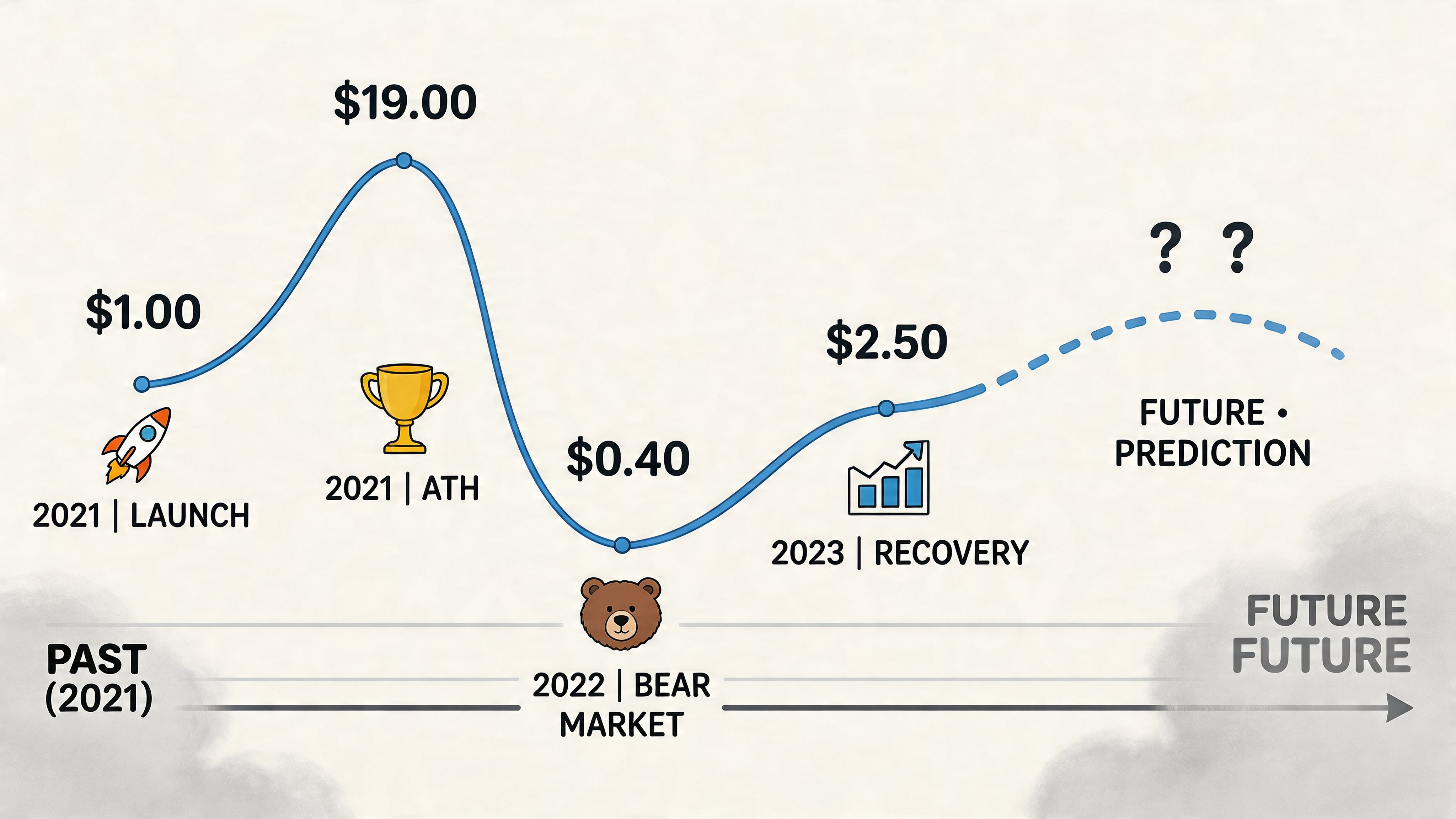A line chart showing the IMX token price fluctuations from its 2021 launch through the 2023 recovery phase.