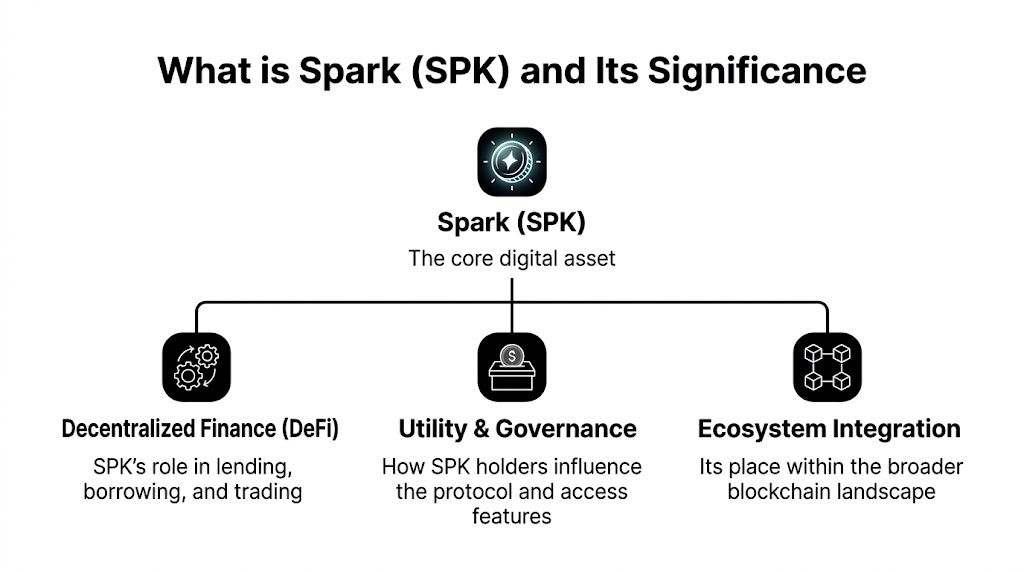 A diagram explaining the role and significance of the Spark SPK digital asset in decentralized finance.