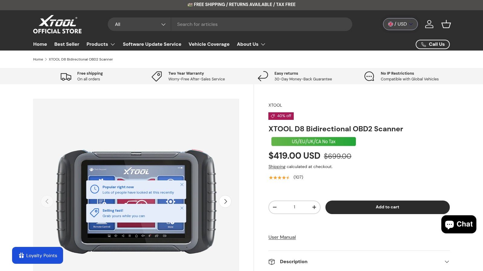 XTOOL D8 / D8BT (tablet, pro-style)
