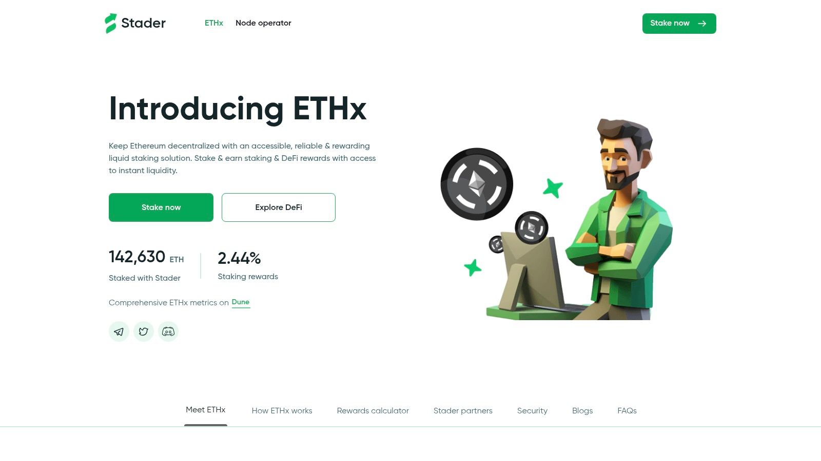 Stader ETHx (Ethereum + multi-chain LSTs)