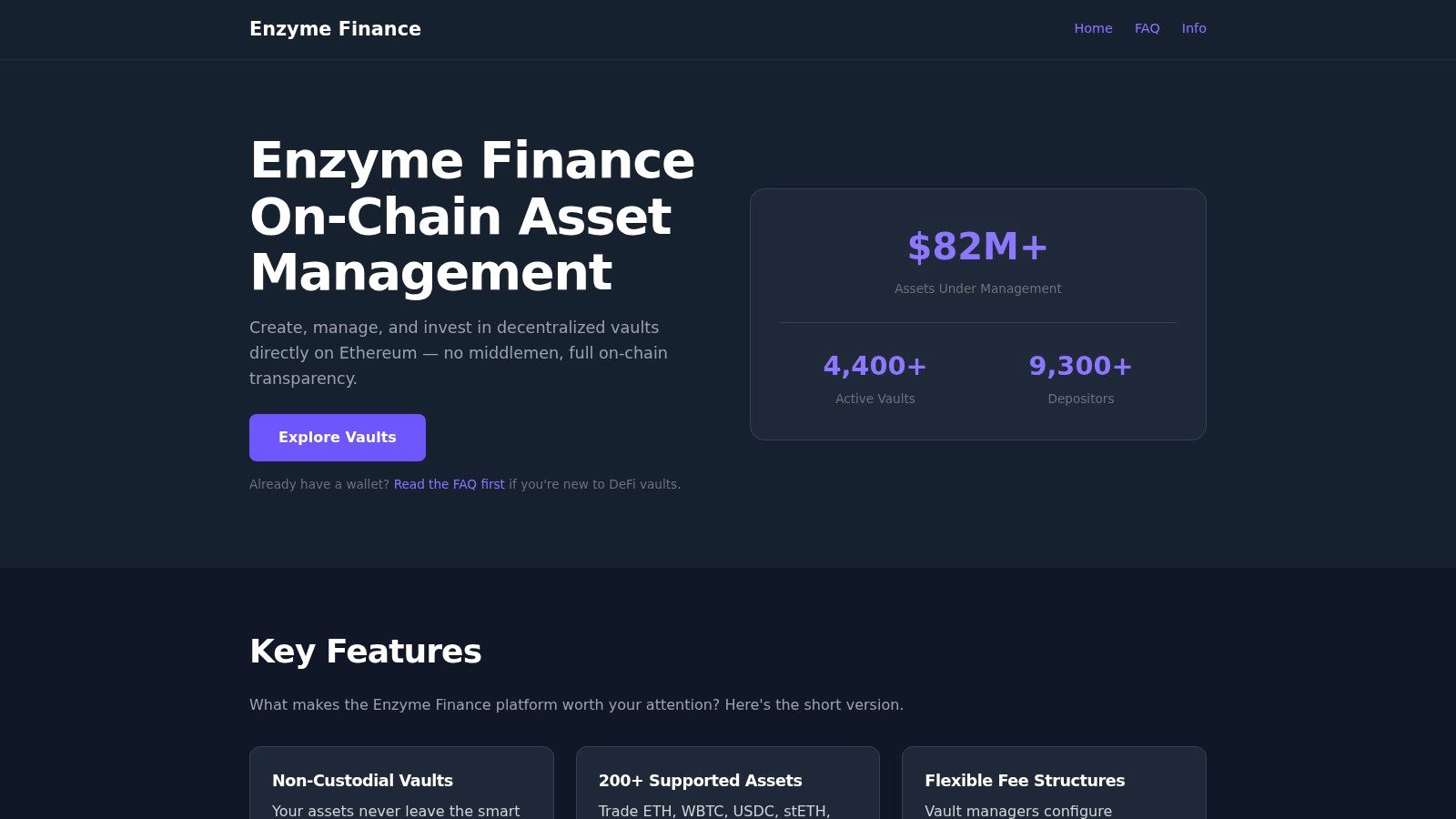 Enzyme Finance, On‑Chain Asset Management Vaults