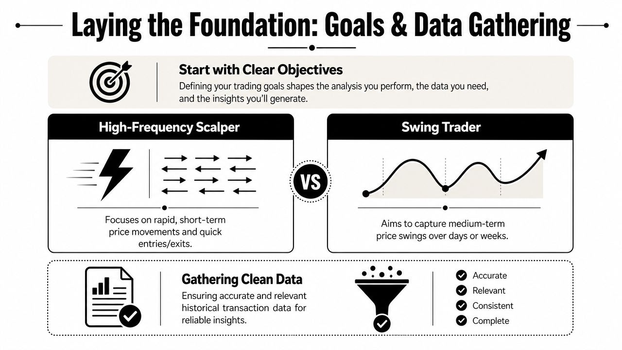 A professional infographic titled Laying the Foundation for trading, comparing high-frequency scalpers and swing traders.