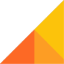 Orange triangle with a subtle gradient shading from dark to light.