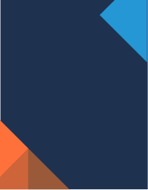 Abstract geometric design with dark blue background, an orange triangle in the bottom left corner, and a smaller blue triangle in the top right corner.