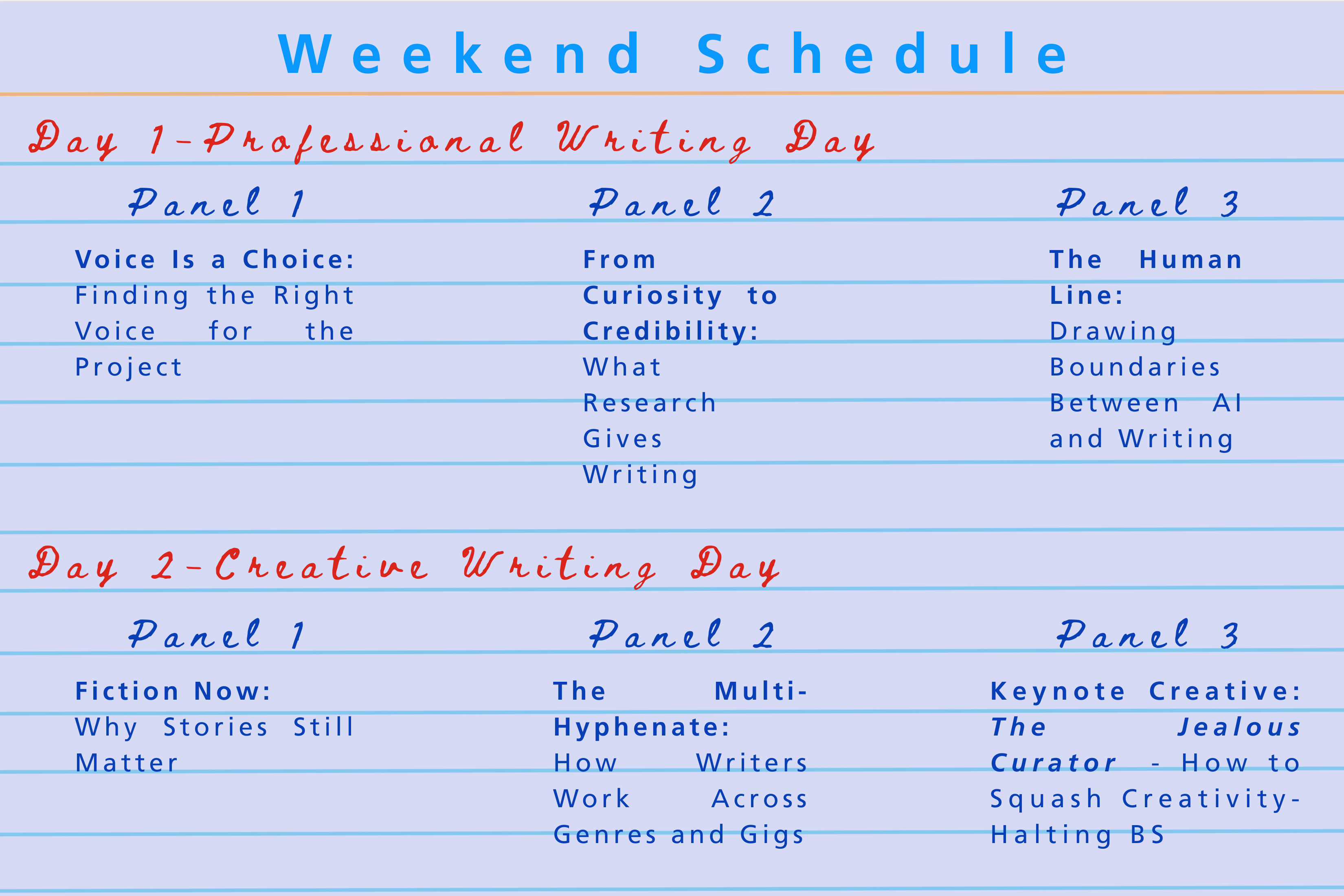 Kwench Writers Festival Schedule