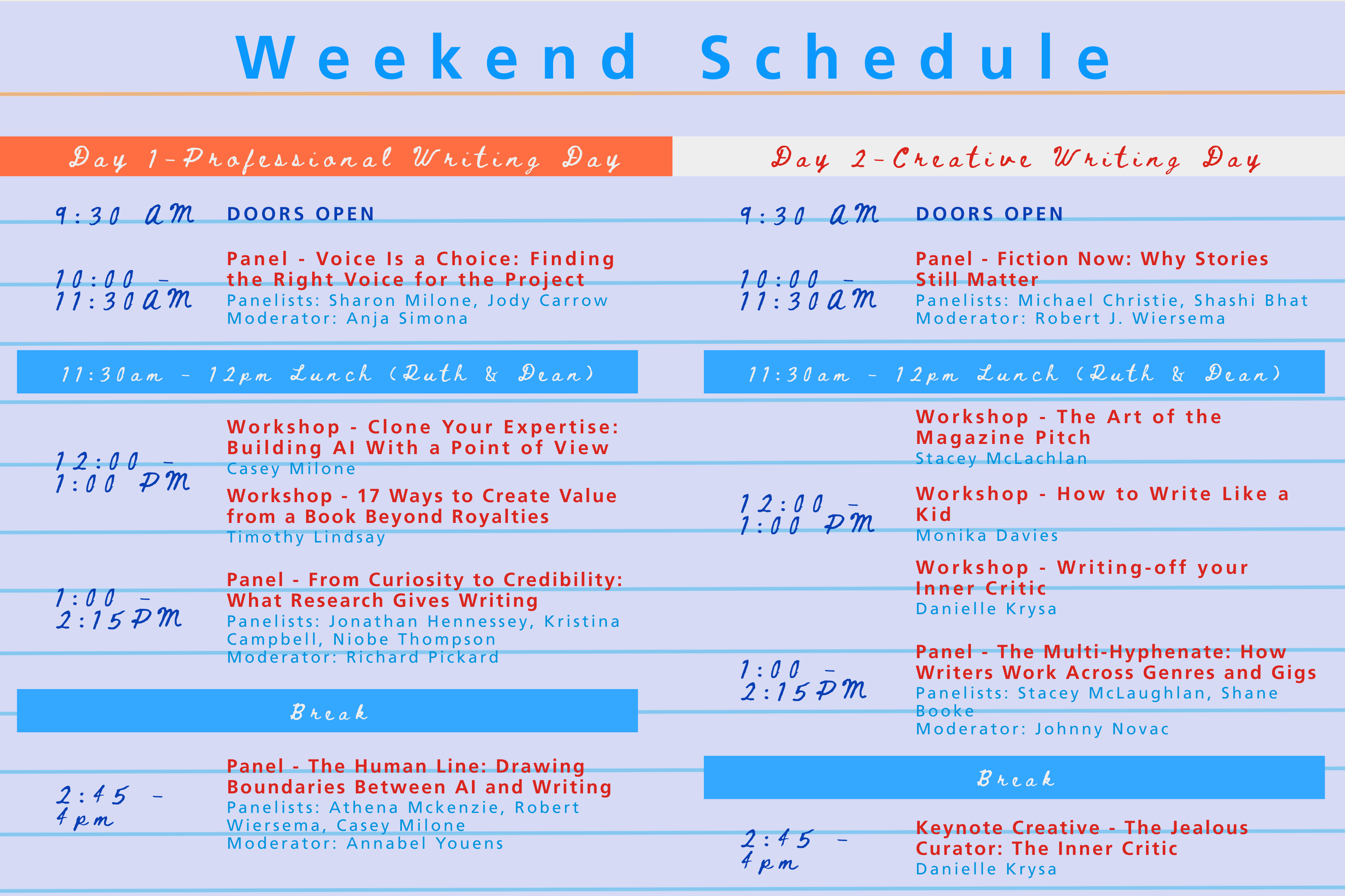 Kwench Writers Festival Schedule