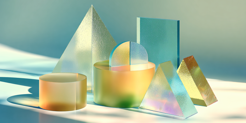 Image of several 3D shapes stacked on each other to represent Brand Identity