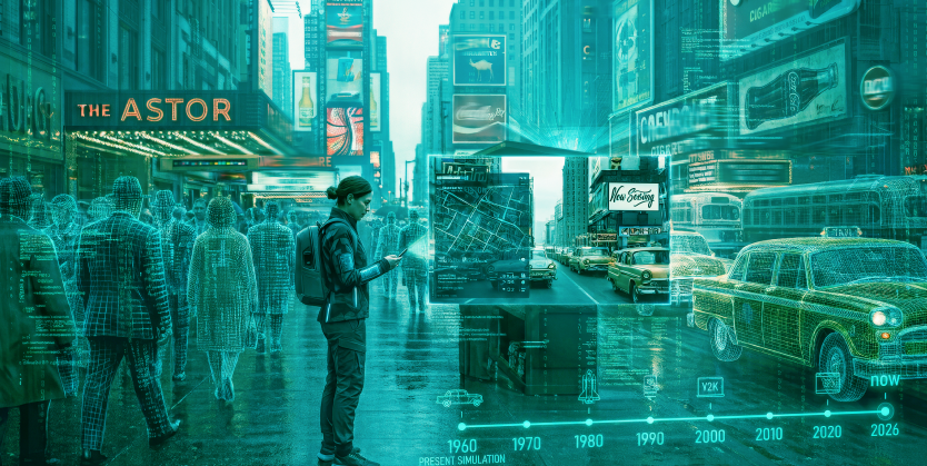 Conceptual illustration of the brand positioning and advertising landscape across six decades