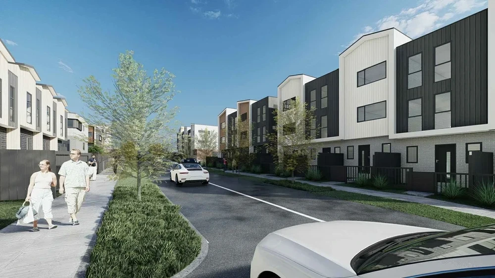Architectural visualisation of proposed housing at 117 Murphys Road, Flat Bush