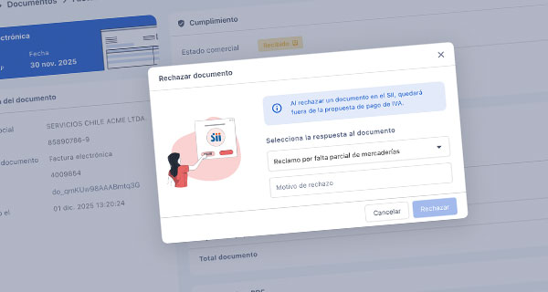 Acepta y rechaza documentos recibidos