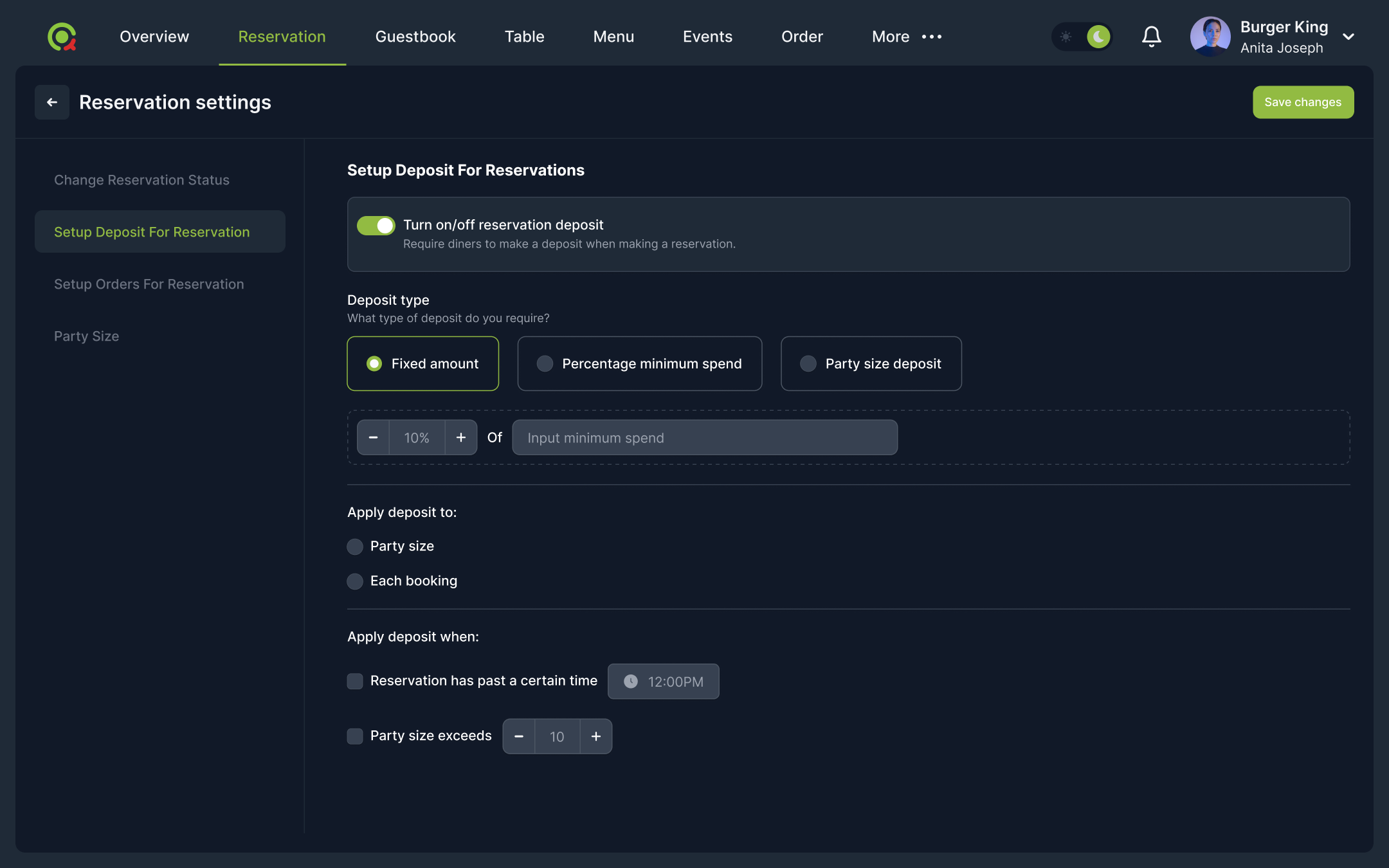 Dashboard mockup