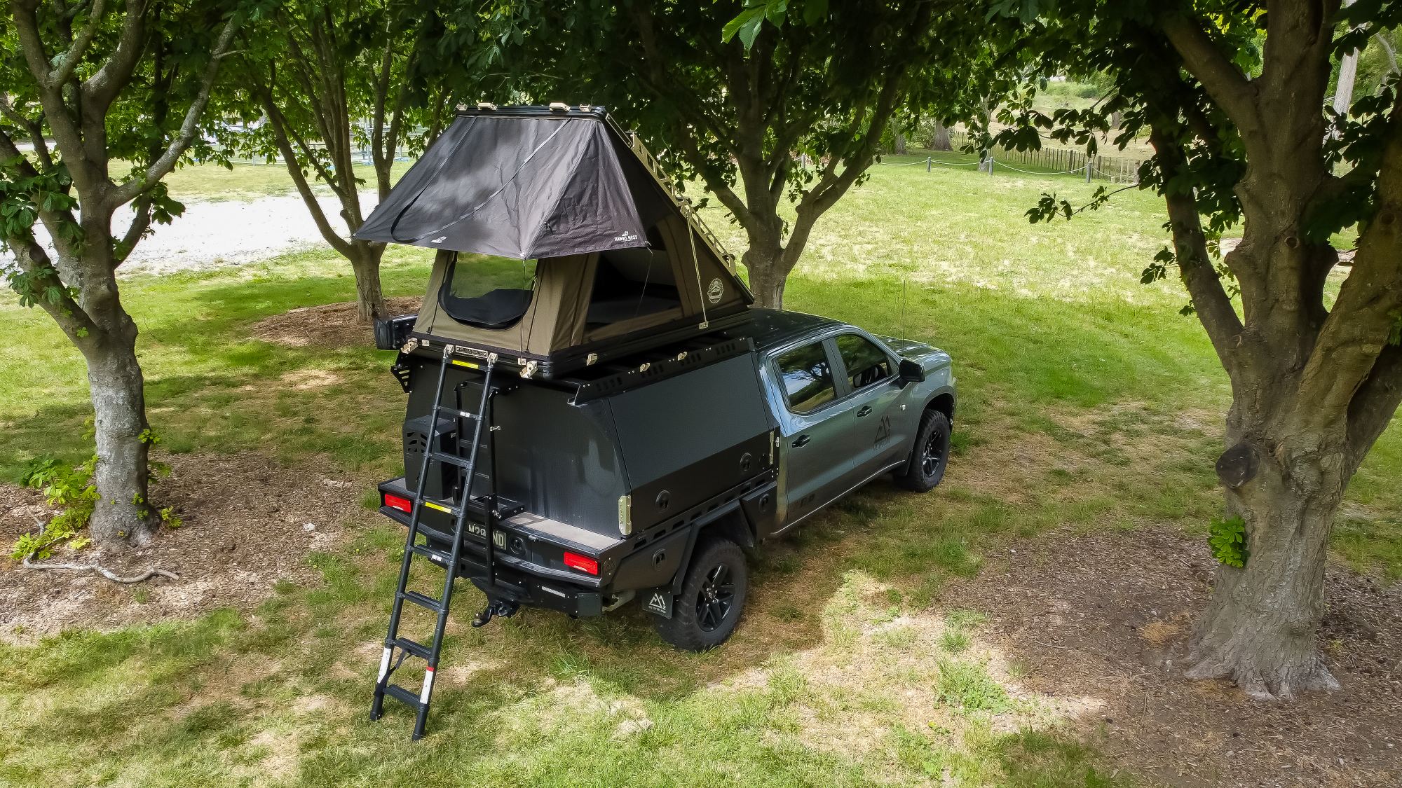 chev with roof top camper