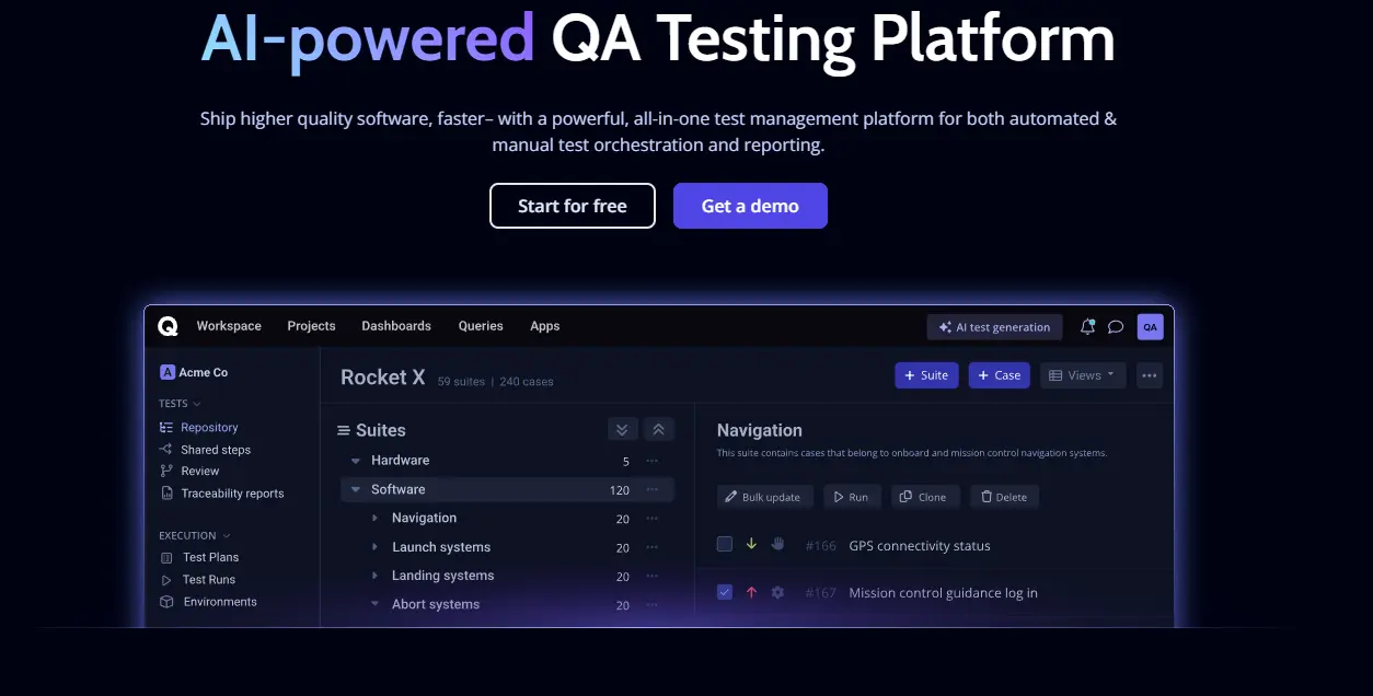 Qase homepage