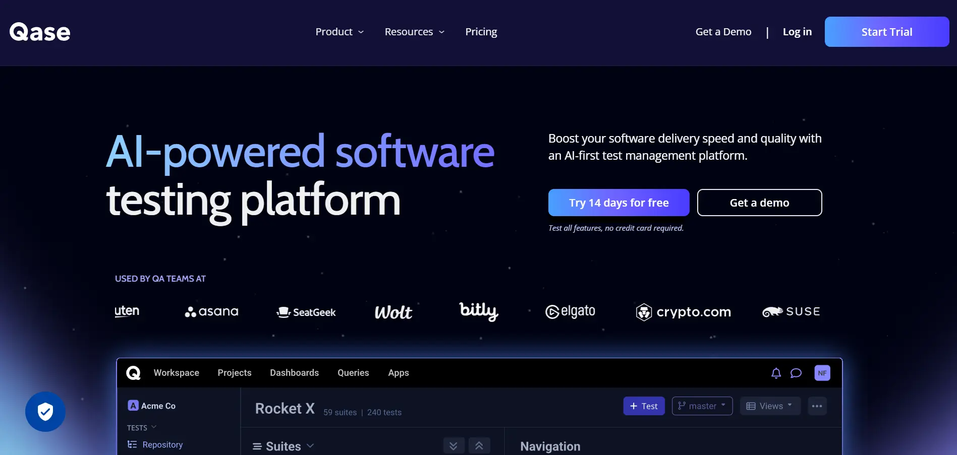 Qase AI-powered test management platform