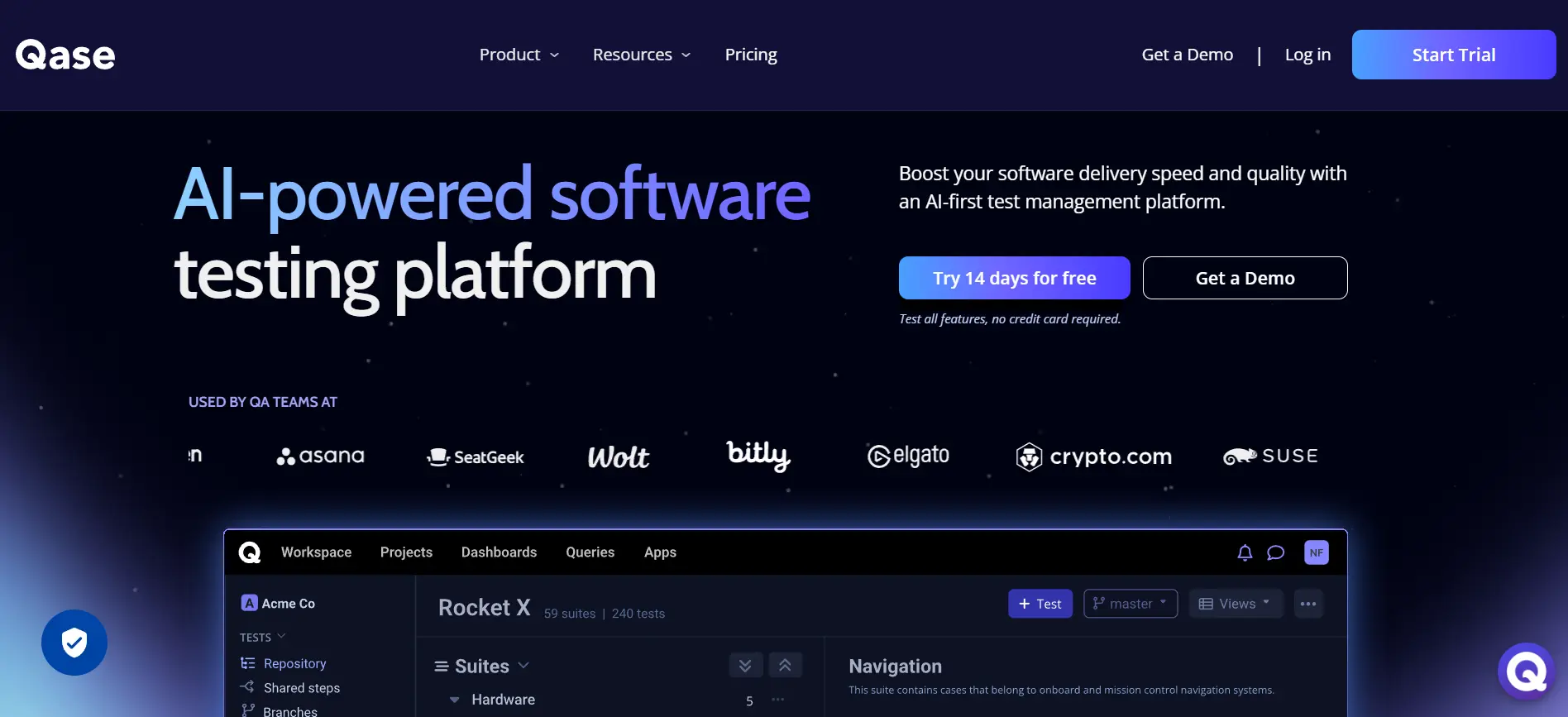 Qase QA test  management software