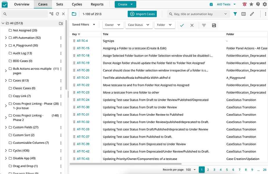 Centralized Test Case Repository