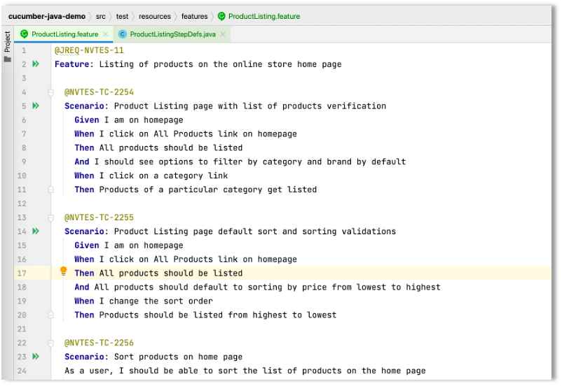 exported feature file