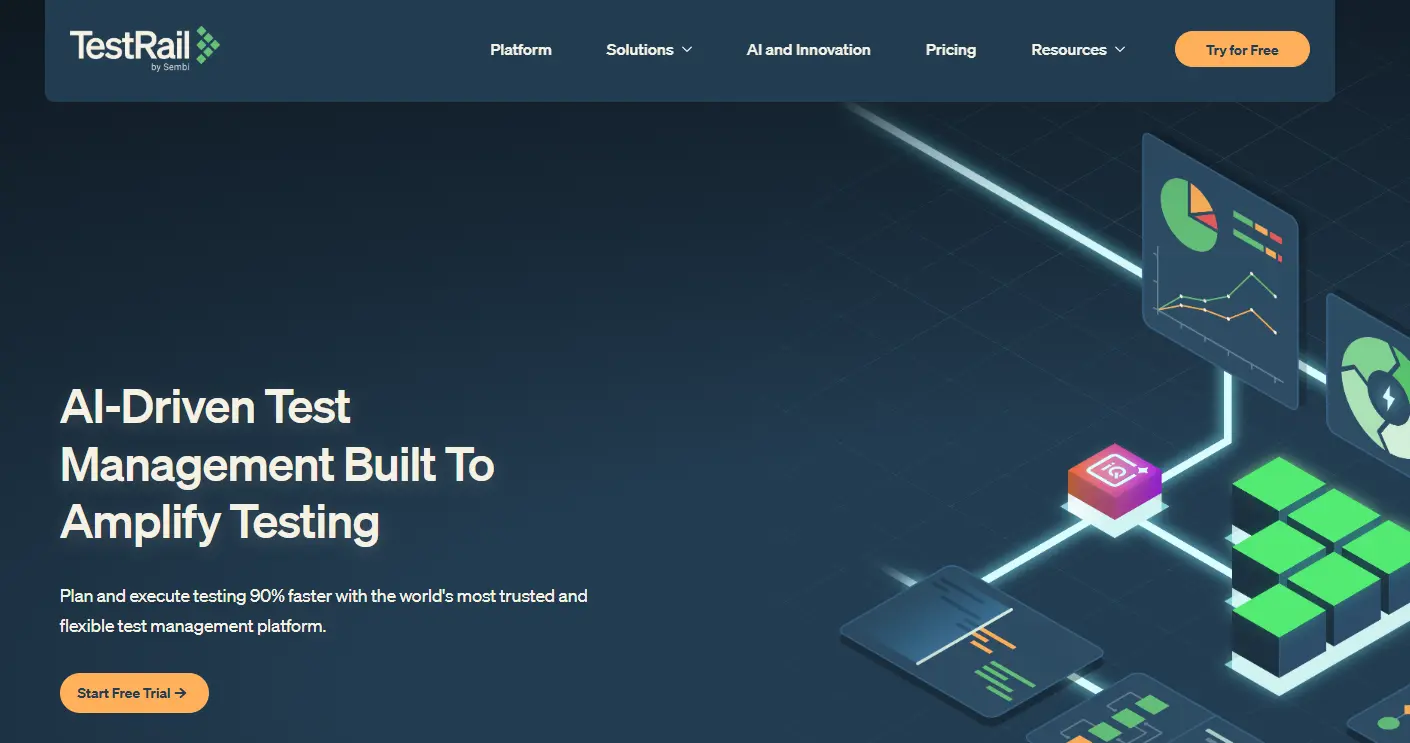 an image showing testrails homepage