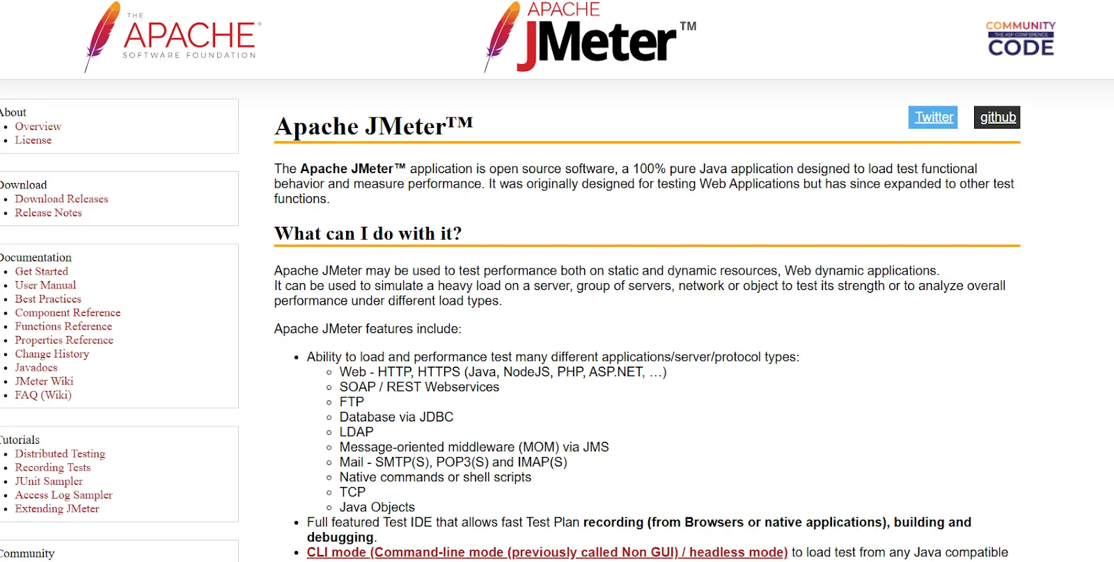 an image showing jmeter tool homepage