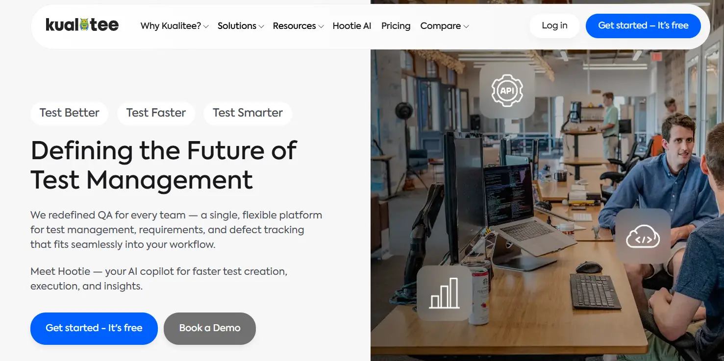 an image showing the Kualitee homepage