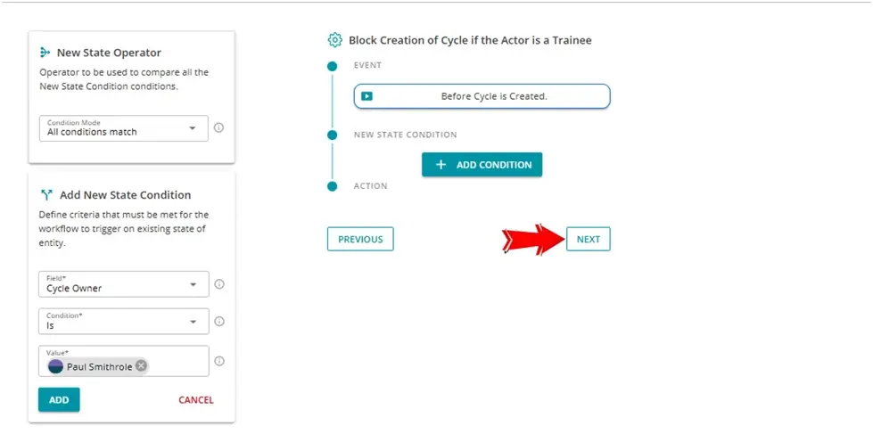 an image showing a click on the next button