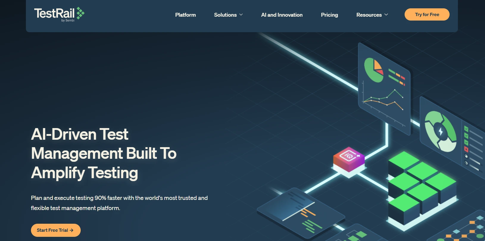 an image showing TestRail homepage details