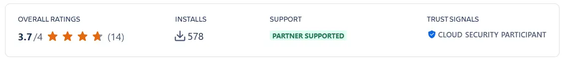 PractiTest test management tool, Atlassian Marketplace ratings