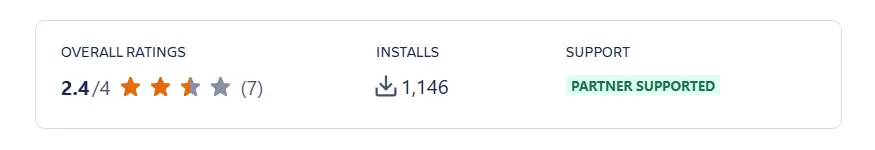 Testmo test management tool, Atlassian marketplace ratings