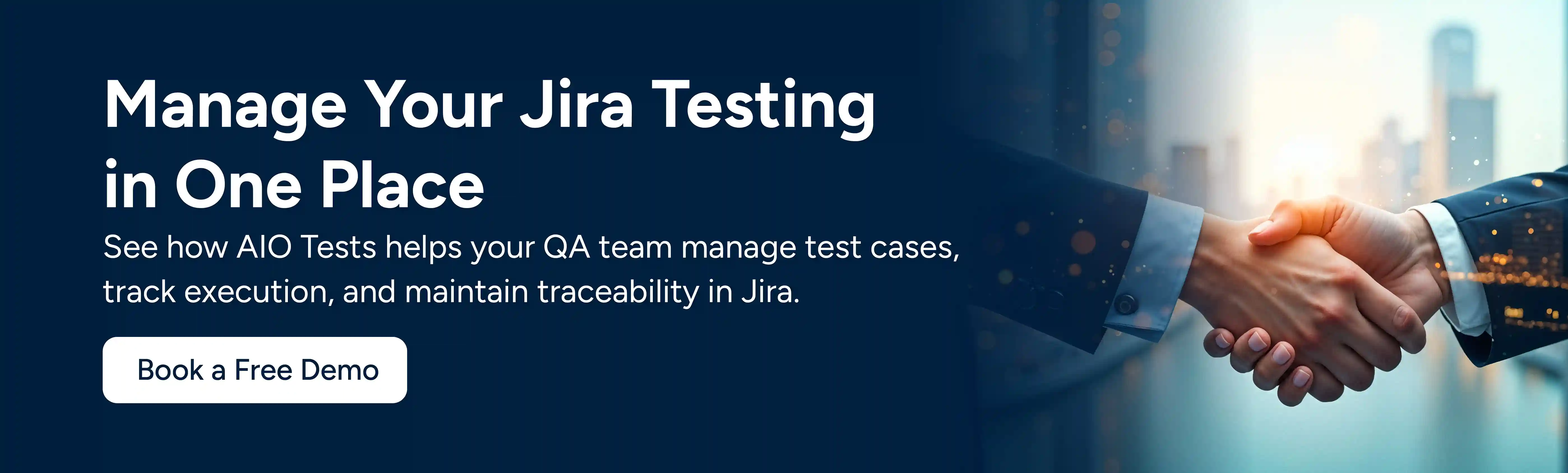 CTA image showing Manage Your Jira Testing in One Place. Book a Free Demo.