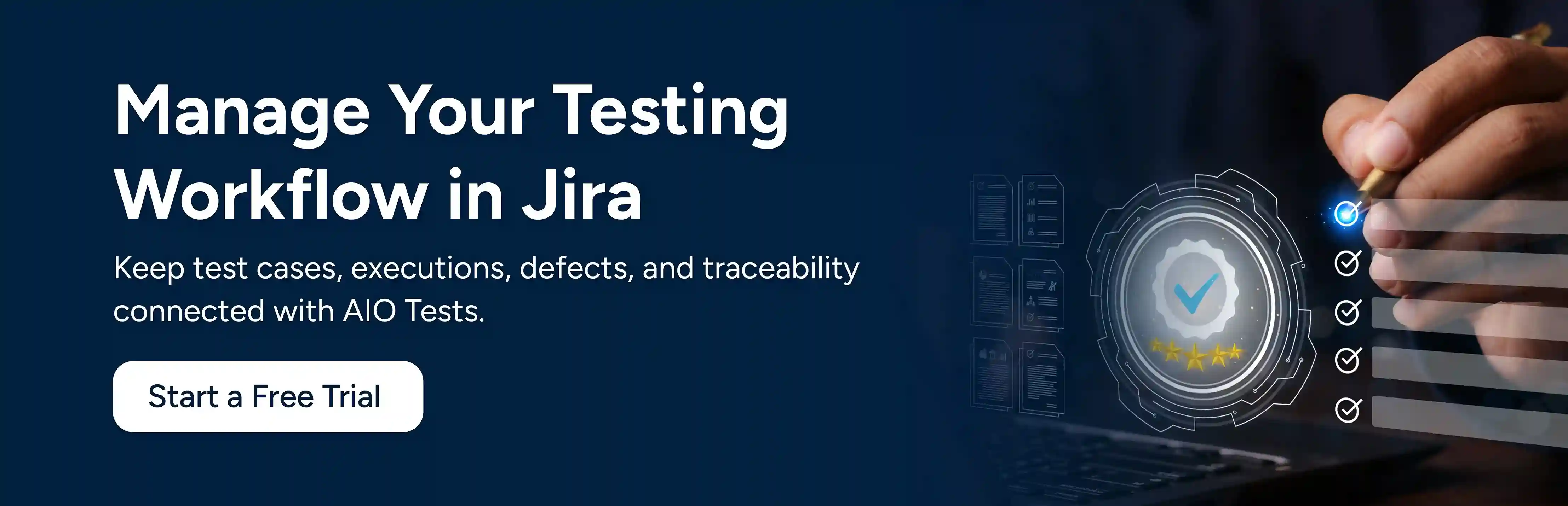 CTA image Manage Your Testing Workflow in Jira. Start a Free Trial