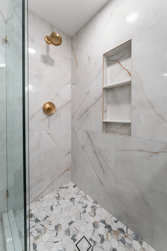 Bothell tub to shower conversion with glass door and mosaic floor file

