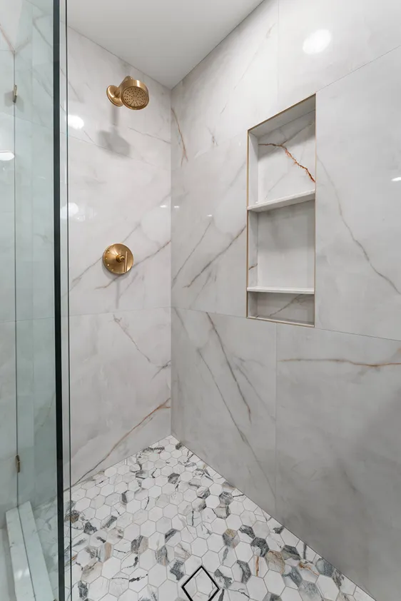 Bothell tub to shower conversion with glass door and mosaic floor file
