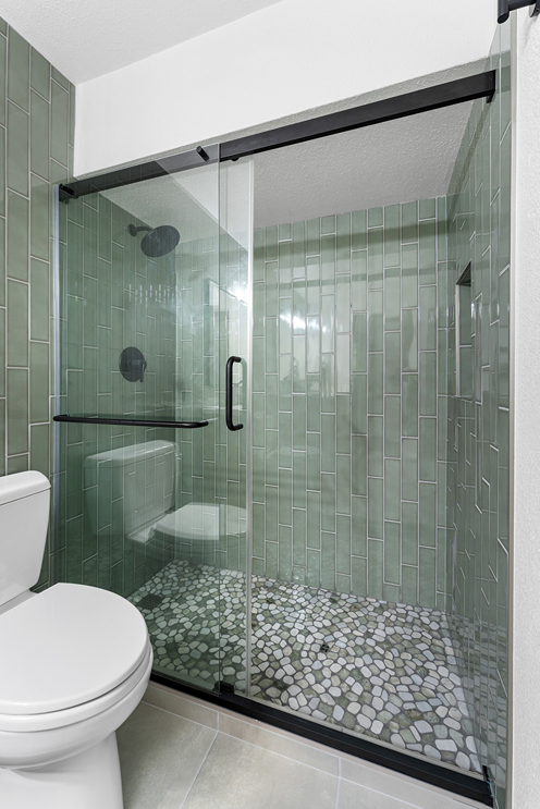Master bathroom tub to shower remodel with glass enclosure and shower base
