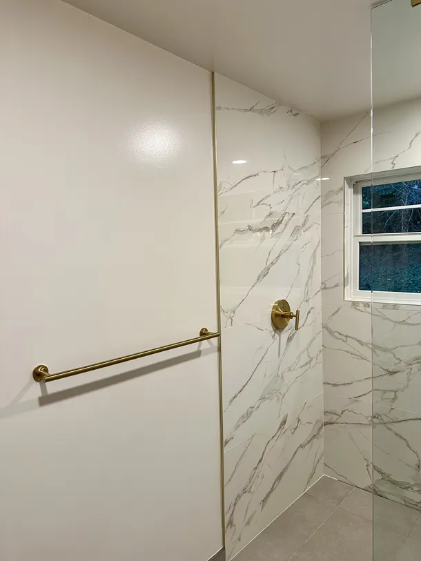 Grab bar installed on a ADA-compliant bathroom wall in Bothell