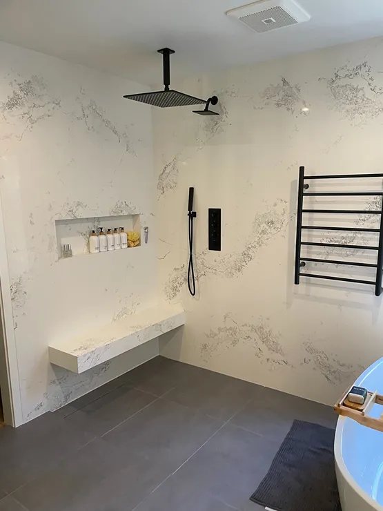 Built-in bench in a walk-in shower in Bothell