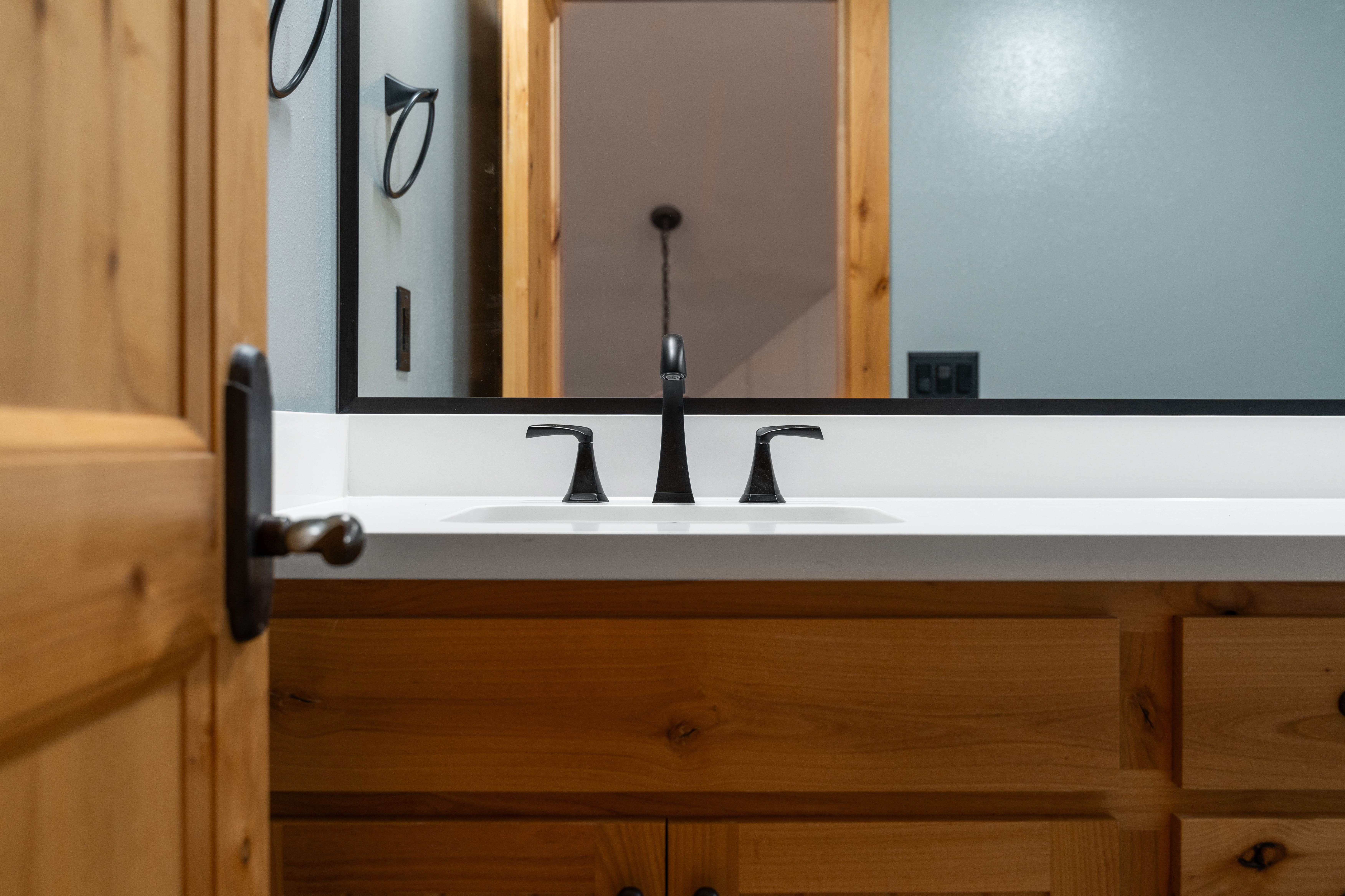 Modern bathroom with sleek design and updated fixtures