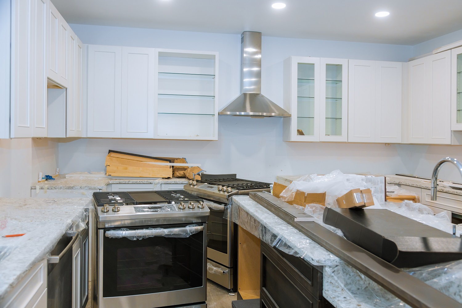 Modern appliances installation during a kitchen remodel