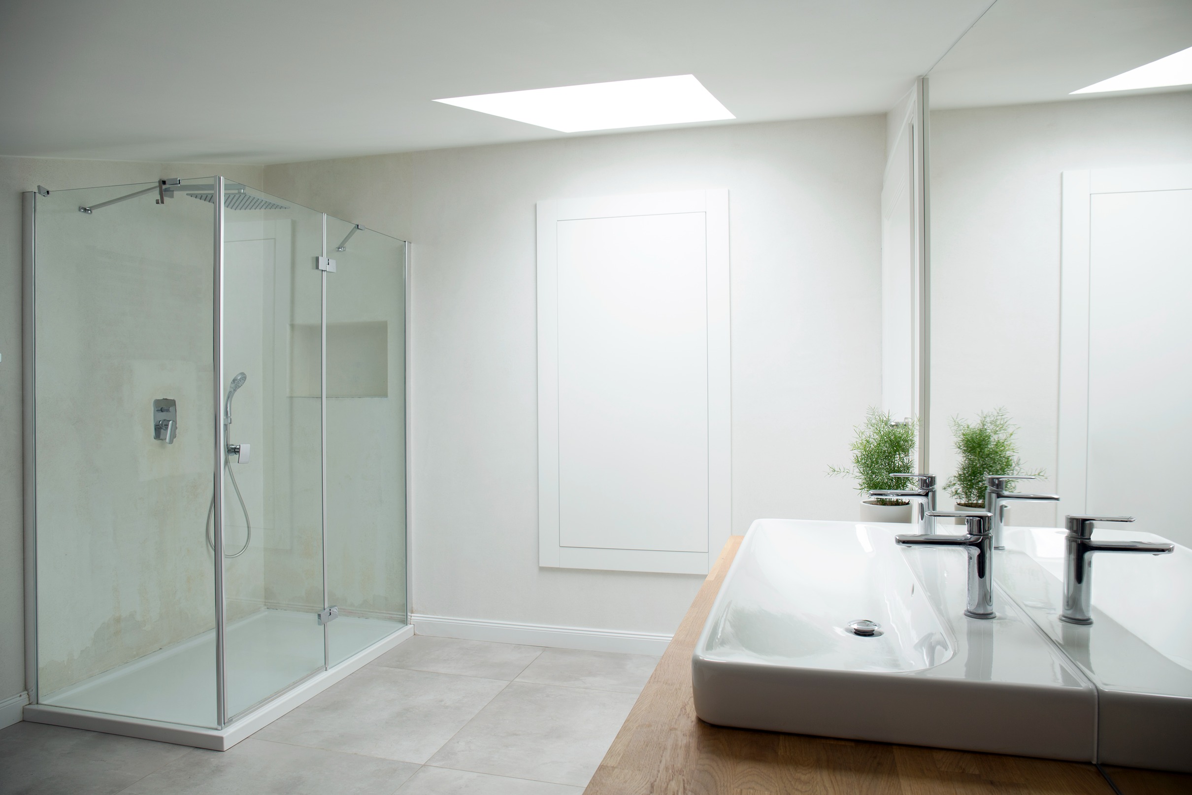 A framed shower enclosure in a bathroom of a Bothell home