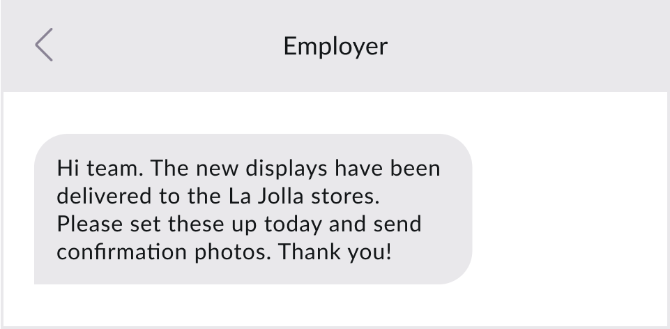 Field employee coordination via text.