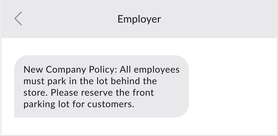 Employee text alert example.
