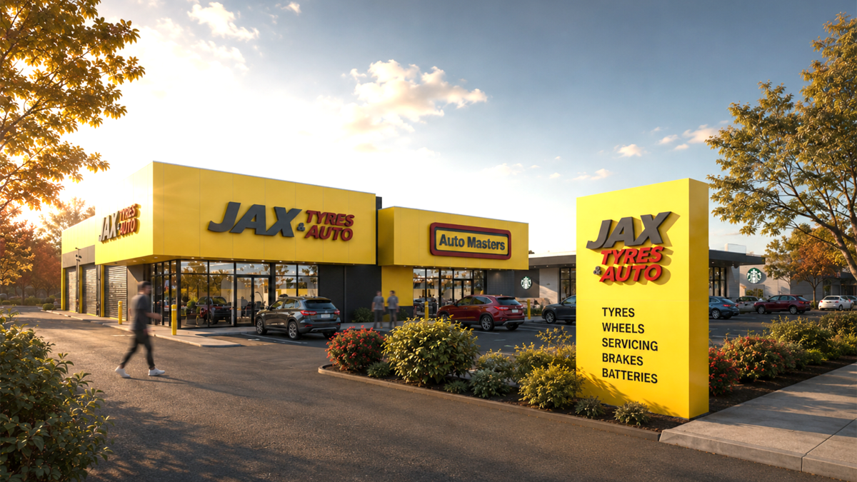 Exterior photograph of the completed Butler Commercial Development, a showroom, retail and office building in Butler, Western Australia