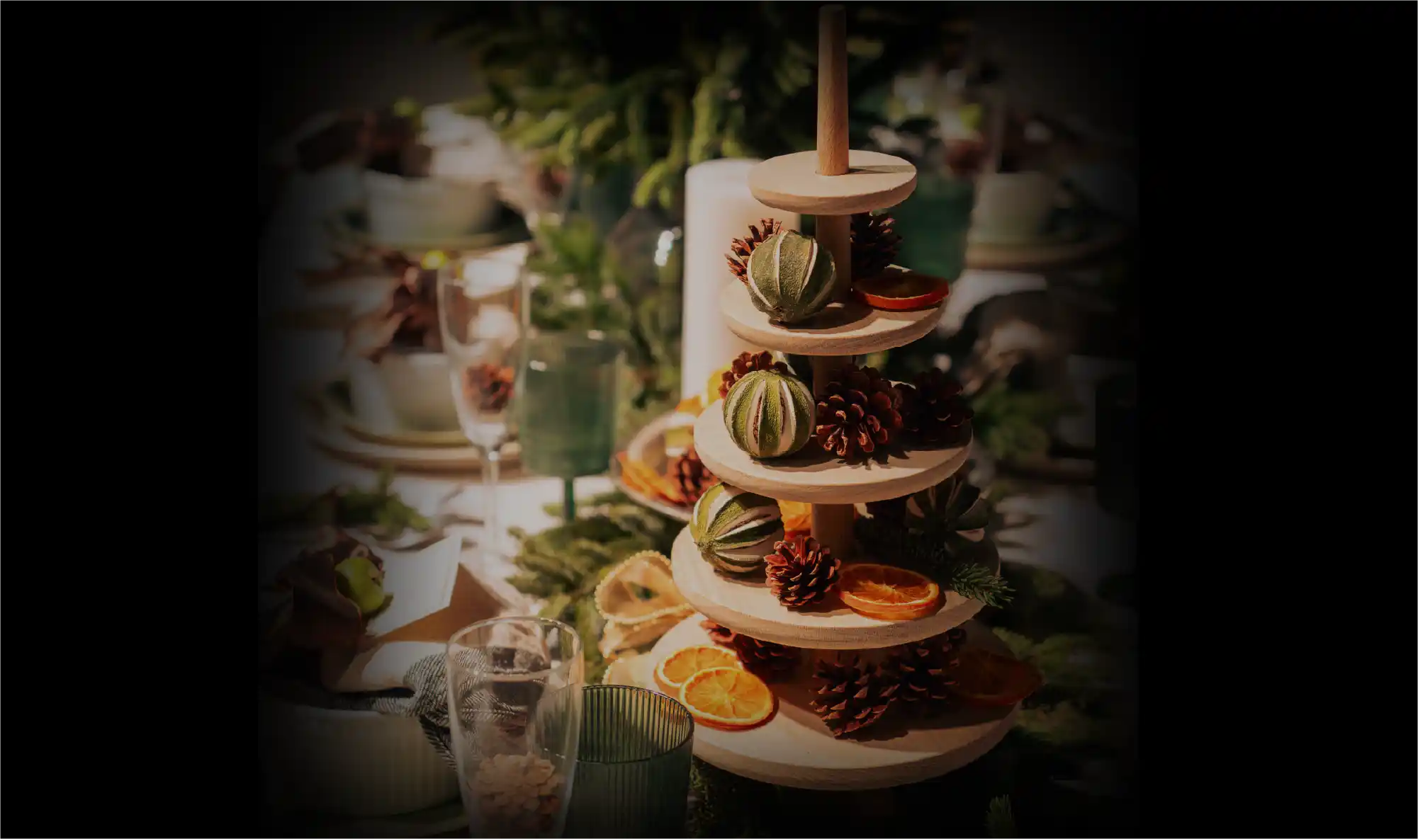 table decorated for christmas